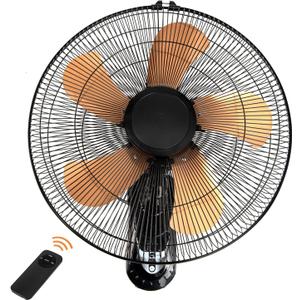16 Inch Wall Mount Fan with Remote, 3-speed Wall Oscillating Quiet Fan with 5 Blades, Adjustable Tilt and Timing, High Velocity Wall-Mounted Fans for Bedroom, Gym, Office, Warehouse, Garage, Gold