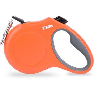 Fida Retractable Dog Leash, 10ft Heavy Duty Pet Walking Leash for X-Small Dogs or Cat up to 18 lbs, Tangle Free. One-Hand Brake (X-Small, Orange)