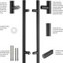 TOGU TG-6012 36 inches Solid Standoffs Heavy-Duty Commercial Grade-304 Stainless Steel Push Pull Door Handle/Ladder Shaped Door Pull Handle/Commercial Door Pull Handle, Matte Black Finish