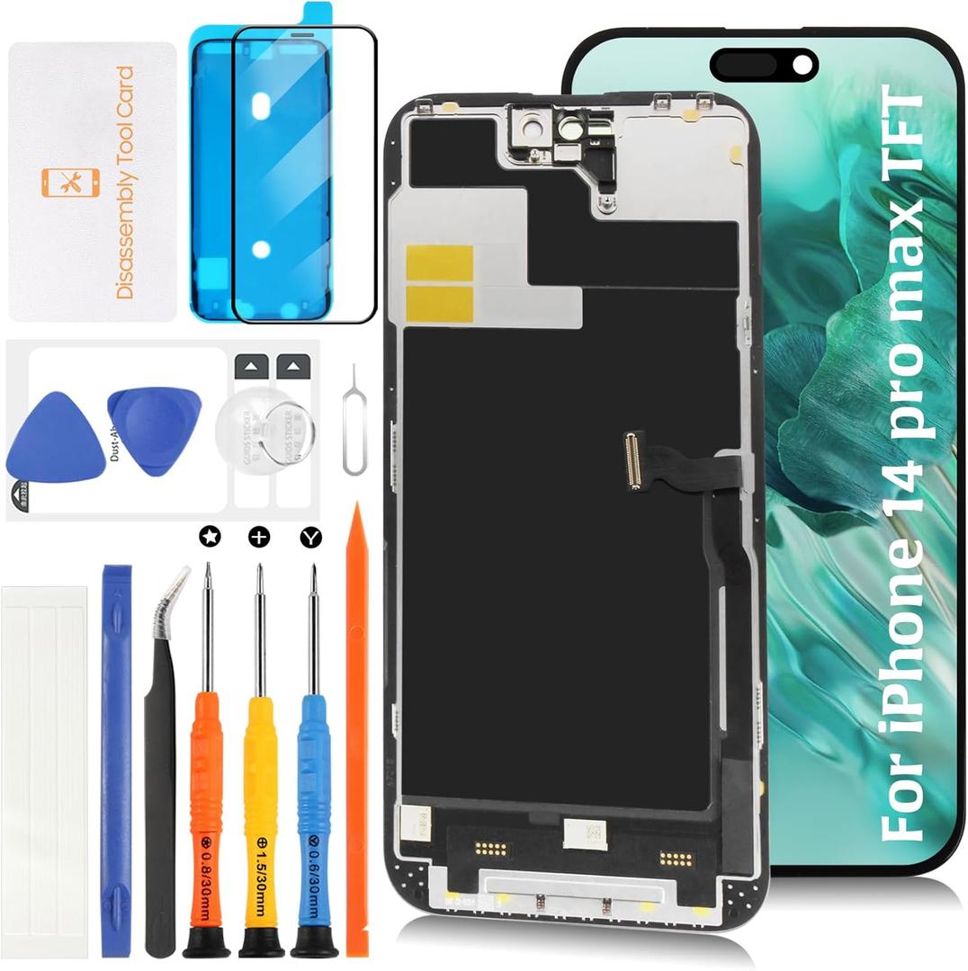 TFT for iPhone 14 Pro Max LCD [120Hz Promotion+Proximity Sensor Cable] Screen Replacement Display Touch Digitizer Assembly A2894 A2651 A2893 A2895 with Repair Tools