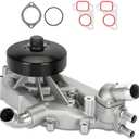 AW5104 engine water pump with thermostat, Suitable for 4.8L, 5.3L, 6.0L Engines, 1999-2006 Chevy Silverado Water Pump and 2002-2006 Cadillac with Thermostat AW5087 - Replaces 12569519,19195104,252845