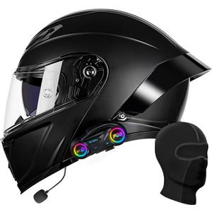 Motorcycle Helmet Bluetooth, DOT Approved Modular Motorcycle Helmets with Dual Visor, Flip Up Full Face Helmet for Adults Men Women XL: 61-62 cm