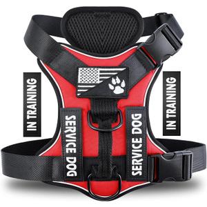 Demigreat Service Dog Harness, Reflective Dog Vest Harness with 5 PCS Patches, Adjustable Soft Oxford Pet Harness, Inner Layer Mesh, Easy to Control for Small Medium Large Dogs, Small (Pack of 1), Red