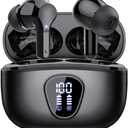 Wireless Earbuds, Bluetooth 5.4 Headphones HiFi Stereo, Bluetooth Earbuds with ENC Noise Cancelling Mic, IP7 Waterproof in Ear Earphones, 48H, LED Display Ear Buds for Pad Workout Sports, Black