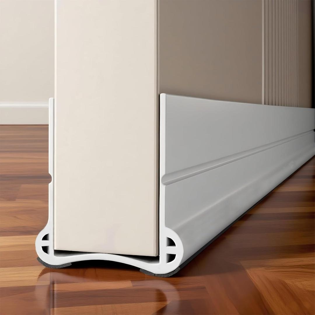 36 Under Door Draft, Door Draught Excluder for Bottom of Doors, PVC Door Seal for Protection from Sound, Cold, Moisture and Insects, (White)