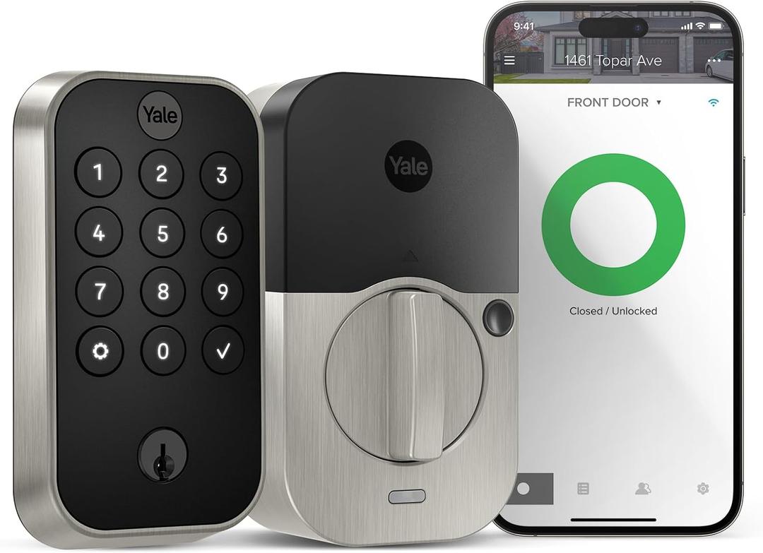 Yale Assure Lock 2 Keyless Entry Smart Deadbolt with Wi-Fi - Satin Nickel Electronic Door Lock with Keypad, Code Entry, Remote Access & Backup Key - Secure Smart Home Deadbolt, YRD410-WF1-619