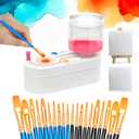 Pink Paint Brush Cleaner with 20 Painting Brushes, 2 Mini Canvas, 1 Mini Easel Stand, No Assembly Required Paintbrush Rinser