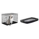 New World 30" Double Door Folding Metal Dog Crate, Fits XL Dog Breeds w/Matching New World Dog Crate Bed