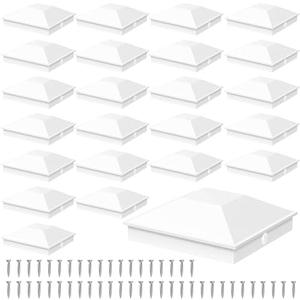 Goovilla 4x4 Post Caps White(Actual 3.5" x 3.5"), 24 Pack Fence Post Caps with 48 Screws and Easy Installation,Sturdy Waterproof Plastic Deck Post Caps with Frosted Finishing Touch, Protect Wood Post