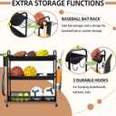 STORAGE MANIAC Basketball Rack 3-Shelf Training Stand Ball Holder Sports Ball Cart Garage Organizer Ball Basket Storage, Ball Rack for Garage or Gym, Indoor & Outdoor Sports Equipment Organizer