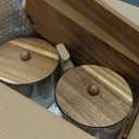 2 PCS 1 Gallon Drink dispenser, Glass Beverage Dispenser With Wood Stand, Large Water Drink Dispensers for Parties With Stainless Steel Spigot, Ideal for Lemonade, Juice, Tea, and Party Drinks