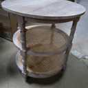 Creative Co-Op Mango Wood and Cane Round End Table with 2 Shelves, Brown