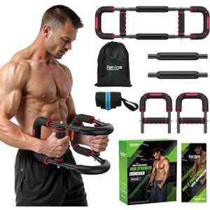 Twister Arm Trainer for Men, Chest Workout Equipment 5-Level Adjustable (40-130lb) with Ergonomic 27 Targets Biceps/Clip/Thigh, Portable Exerciser for Home Gym Travel Fitness