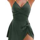 Blooming Jelly Womens One Piece Swimsuit Tummy Control Bathing Suit Gold Metal Tie Knot 2025 Swim Dress (Large, Army Green)