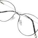 VisionGlobal Blue Light Blocking Glasses for Women, Anti Eyestrain, Computer Reading, Stylish Oval Frame (28033_silver Black(c5))