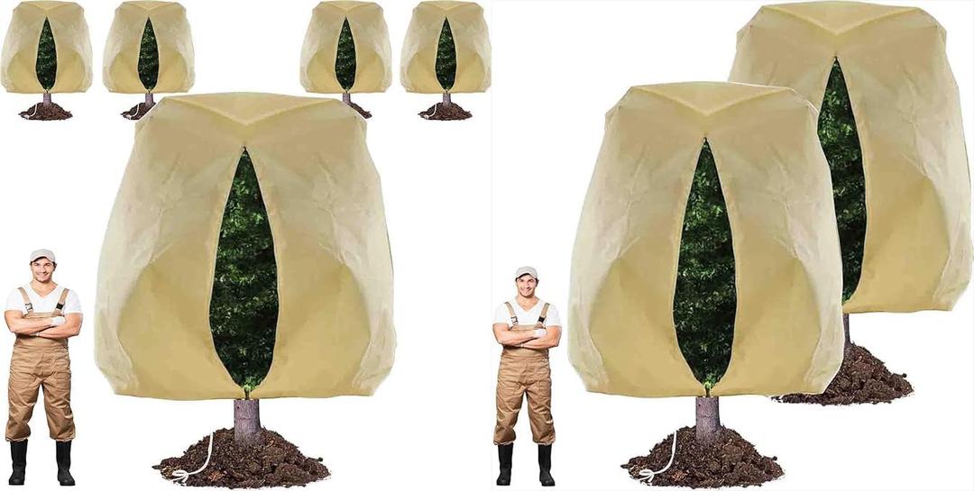 TCBWFY 95x80 Inch Huge Plant Covers Freeze Protection Frost Cloth for Outdoor Plants,2.82oz/yd Thickened Winter Tree Covers with Zipper Drawstring,6 Pack Frost Blanket from Wind,Pest and Animal