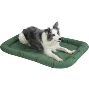 KHONSU PET Durable Dog Bed Tough and Tear Proof Dog Crate Bed with Heavy-Duty PVC-Backed Cover for Waterproof Outdoor Use Wipe Clean for Dogs up to 60 lbs (L(35"x21"x3"), Green)
