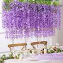 Waipfaru 12 Pack Wisteria Hanging Flowers, 3.6 Feet/Pcs Purple Wisteria Artificial Flowers, Fake Wisteria Flowers Garland, Hanging Vines for Bedroom Wedding Home Party Wall Decoration