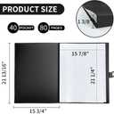 JJRING 16x22 Art Portfolio Folder for Diamond Painting, 40-Pocket Portfolio Binder Featuring Clear Plastic Sleeves, Display Book with Handle for Artwork and Document Storage, Black