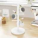 Wisuce Black Coffee Mug Tree, Updated Thick Bamboo Mug Holder Base,Coffee Cup Stand Mug Holders with 6 Hooks for Countertop Cup Rack Organizer Stand (White)