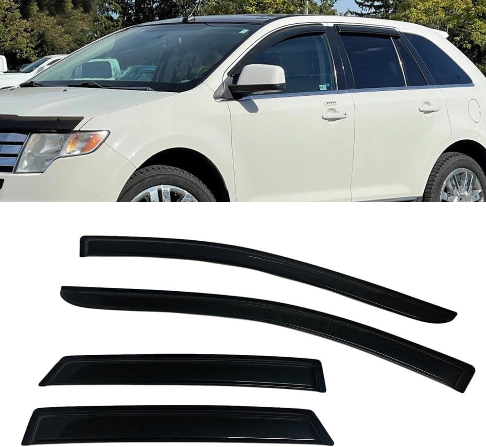 Smoke Tinted Window Visors Rain Sun Vent Guard Shade Deflector Compatible with Ford Edge 2007-2014