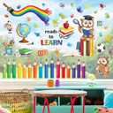 Decalmile Inspirational Quotes Kids Reading Books Rainbow Window Decals Anti-Collision School Classroom Glass Door Stickers