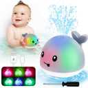 Bath Toys for Kids Ages 1-3 - 1 2 3 Year Boys Girls Gifts | Christmas Stocking Stuffers 6-12-18 Months | Light Up Whale Bath Toy Sprinkler Toddler Bathtub Pool Water Table Toys (Grey)