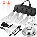 Griddle Accessories Kit, 18pcs Flat Top Grill Accessories Kit for Blackstone and Camp Chef, Stainless Steel Grill BBQ Accessories for Outdoor and Camping with Spatula,Scraper,Basting Cover,Egg Rings