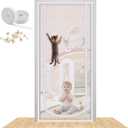 Reinforced Cat Screen Door, 35.5X82 Heavy Duty Pets Proof Screen Door with Bilateral Zipper, Prevent Dogs Cats Running Out from Home, Bedroom, Living Room, Kitchen Patio Doo
