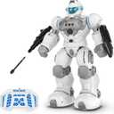 STEMTRON Robot Toys for Kids, Programmable Remote Control Robot with Intelligent Gesture Sensing, Recharge, Singing & Dancing Mode, Launcher (White)