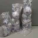 Threehoney 3 Pcs Easter Bunny Decorations Chinoiserie Blue and White Floral Rabbit Figurines 15.5/13/10 Inch Easter Bunny Centerpieces for Table Mantel Decor Spring Farmhouse Home Office Holiday Party