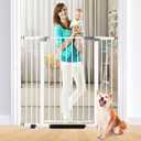 41 Inch Tall Baby Gate Auto Close Dog Gate Adjustable 29.92"-49.21" Wide Pressure Mounted Walk Through Swing Pet Gate for Doorways (White, 29.92"-49.21" Wide)