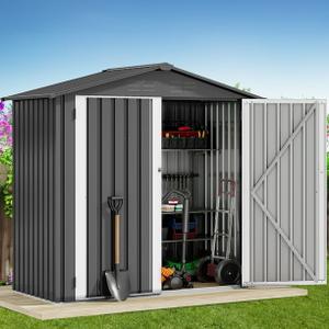 Dextrus 6x4ft Metal Outdoor Storage Shed, Heavy Duty Tool Sheds with Secure Doors & Air Vent for Backyard Patio Lawn,Store Bikes,Tools,Lawnmowers,Dark Gray