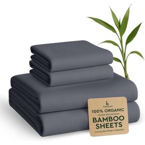 BAMPURE Luxury Series Queen Sheet Set - 100% Pure Viscose derived from Bamboo Sheets Queen Size - Super Soft Queen Cooling Sheets for Hot Sleepers - Up to 16 Deep Pocket Queen (C Gray)