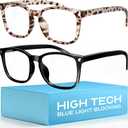 livho High Tech Blue Light Glasses - Advanced Blue Light Blocking Computer Glasses - Screen Fatigue & UV Protection (*B2 Matte Black+leopard)
