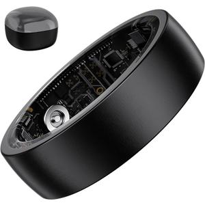 S SECRETTOP Smart Ring for Women & Men, Activity Tracker Ring, Heart Rate Monitor, Sleep Monitoring, Step Counting, Calorie Pedometer, No Subscription Fee, iOS Android (Black 10)