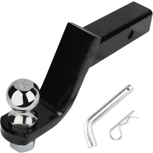 2-Inch Trailer Hitch Ball Mount, Heavy-Duty Steel, 6,000 lbs Capacity, 4" Drop, 2-3/4" Rise, 2" Trailer Ball & 5/8" Hitch Pin Included