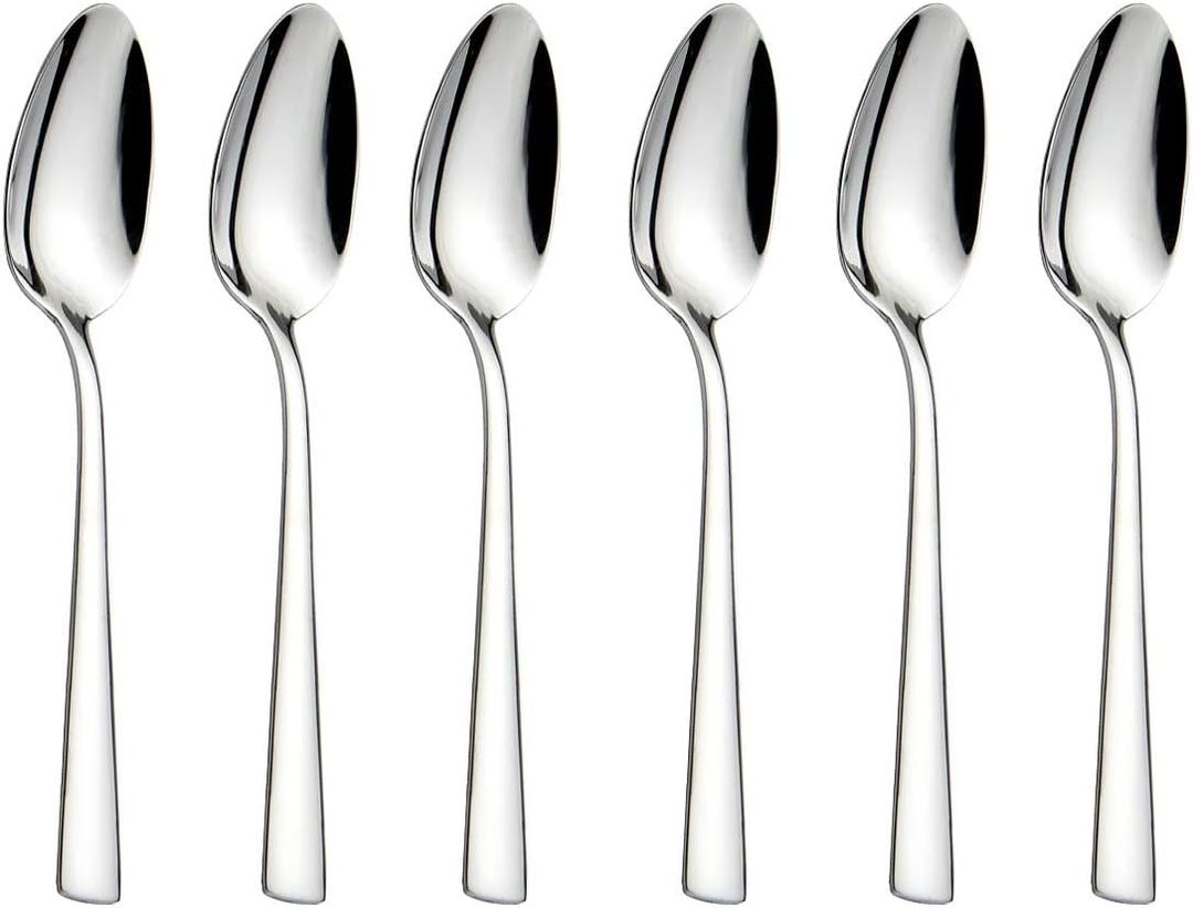 6-Pieces Teaspoons Set Stainless Steel 18/0 Tea Spoons, 6.29 Inches For Home, Kitchen Restaurant, square handle