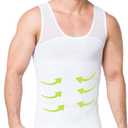 Henicepte Gynecomastia Compression Shirt to Hide Man Boobs Moobs Shapewear (White, M)