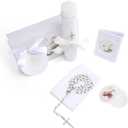 Baptism Candle Set for Boys Girls,5 PCS Baptism Kit Catholic Candle,Baptism Towel,Baptismal Shell,Rosary,Bible for Baby Dedication Christening Gift,Velas para Primera Comunin De Nio Bautizo De Nia