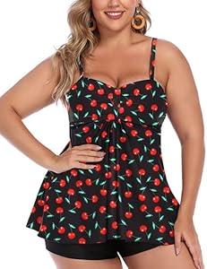 Avidlove Two Piece Bathing Suits Tankini Swimsuits for Women Ruffled Flounce Top with Bikini High Waisted Bottom Cherry L Avidlove Two Piece Bathing Suits Tankini Swimsuits for Women Ruffled Flounce Top with Bikini High Waisted Bottom Cherry L