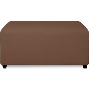 PureFit Super Stretch Soft Form Fit Ottoman Cover Rectangle - Ottoman Slipcovers for Foot Stool & Folding Storage Furniture for Living Room with Nonslip Elastic Bottom (Small, Brown)