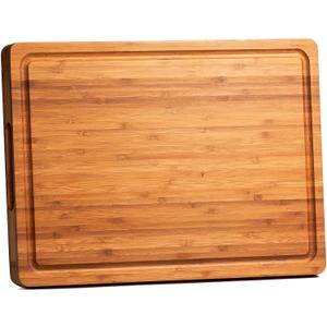 Bamboo Cutting Boards for Kitchen, Extra Thick Wood Butcher Block, Heavy Duty Wooden Chopping Block, Charcuterie Boards & Cheese Platter, 14"x10"x0.9" (Carbonized)