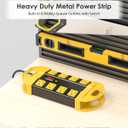 CCCEI Heavy Duty Power Strip Surge Protector, Metal 8 Outlets Power Strip for Appliance. Garage Shop Industrial Workbench 15 AMP Outlets Strip. 10FT Extension Cord. Set