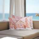 Christmas Tree Outdoor Waterproof Pillow Covers 20x12 Pack of 2 Pink Xmas Ginger Bread Man House Snowflake Fantasy Decorative Outdoor Pillow Covers Square Cushion Cases for Patio Pergola Couch (Light Pink Light Brown White)