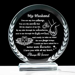 Gifts for Husband from Wife Crystal Husband Plaque To My Husband Keepsake Romantic Anniversary Birthday Christmas Valentine's Day Father's Day Gifts for Him (15 YXGL Husbad)
