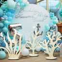 Reallnaive 3 Pcs Wooden Coral Decoration Mermaid Coral Reef Decor Under The Sea Baby Shower Party Decoration DIY Wooden Party Center Decoration Mermaid Birthday Party Supplies