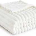 White Throw Blanket for Couch - GentleSoft Cozy Soft Blankets for Women, Cute Small Fleece Throws for Girls, Birthday Gifts for Women Mom, Fathers Day Decor Gifts, Off White, 50x60 Inches