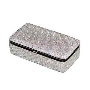 Bestbling Bling Crystal Leather Portable Travel Jewelry Box Organizer Display Storage Case for Rings Earrings Necklace (Silver)