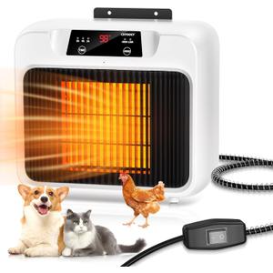 600W Dog House Heater With Time Setting (2 4 8 H), 300/600W 2 Mode Electric Pet Heater for Indoor/Outdoor Use, Livestock Kennel, Cat Cage, Coop in Winter